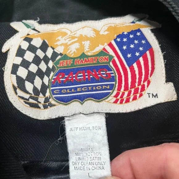 Jeff Hamilton Kevin Harvick Black Mens Large Button Up NASCAR Jacket